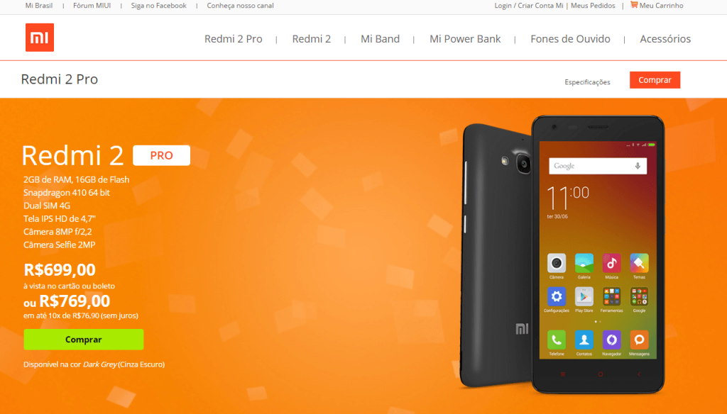 Landing Page de Vendas Redmi 2 PRO