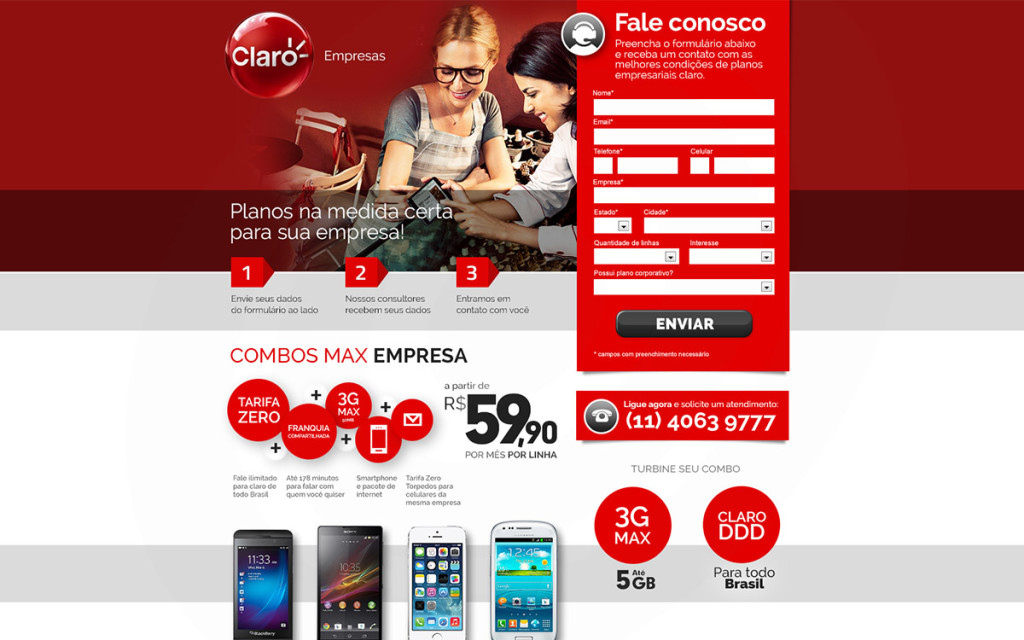 exemplo landing page claro