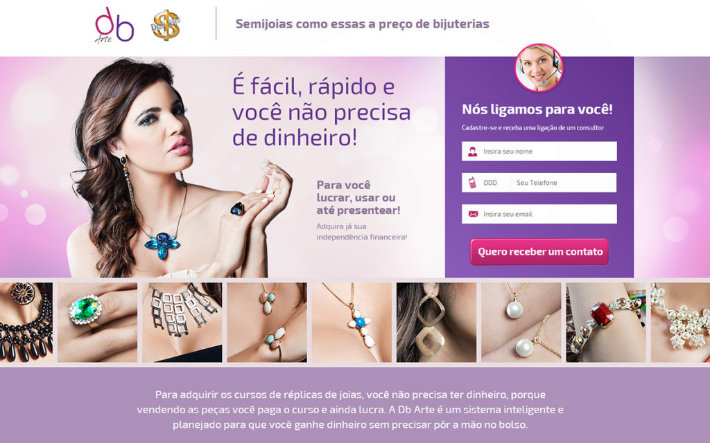 exemplo landing page semi joiais